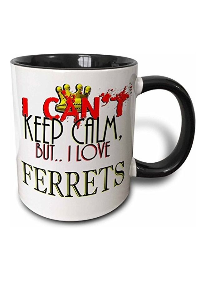 3Dروز مج بلونين بطبعة عبارة "I Cant Keep Calm But I Love Ferrets" متعدد الألوان