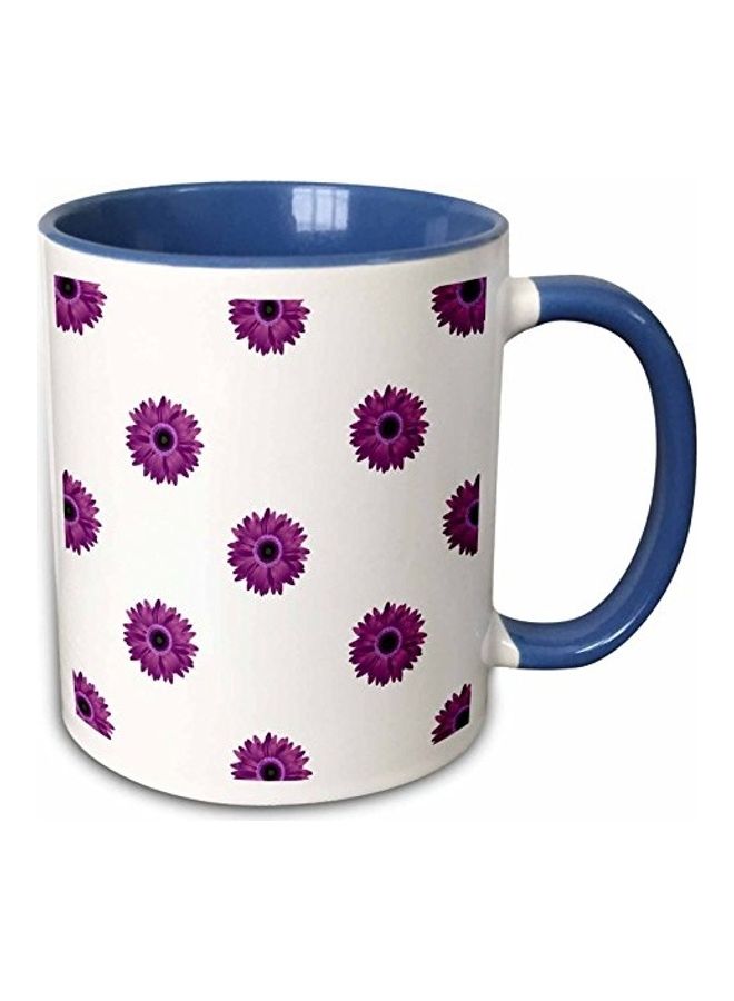 3Dروز مج بلونين بطبعة زهور الجربارة الجميلة، لون أرجواني متعدد الألوان