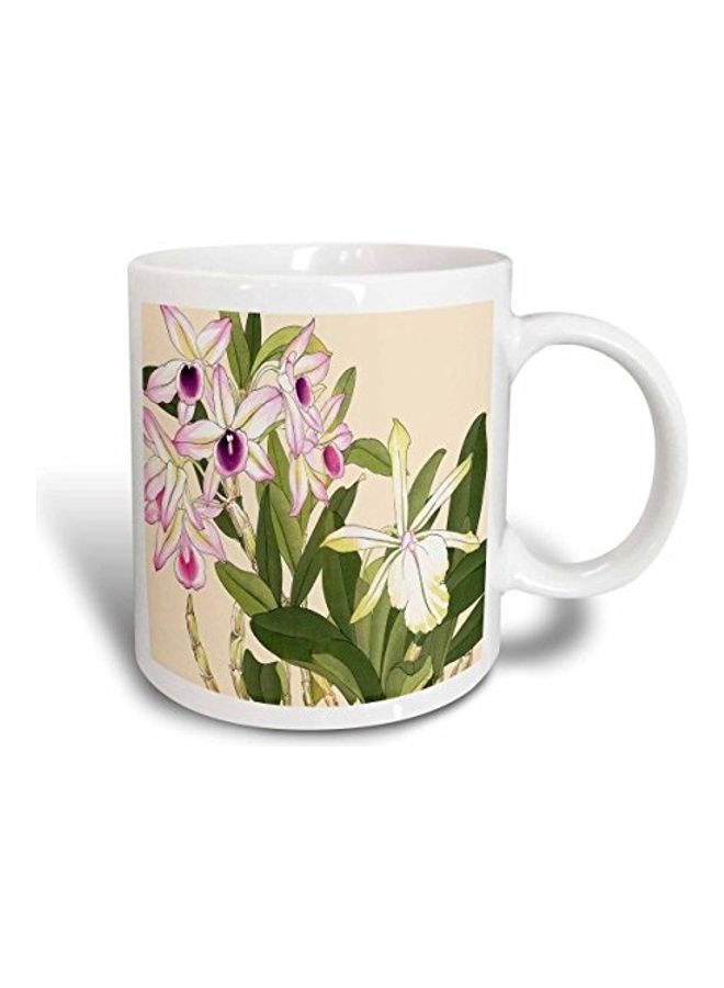 3Dروز مج من السيراميك بطبعة زهور الأوركيد متعدد الألوان - Image 1