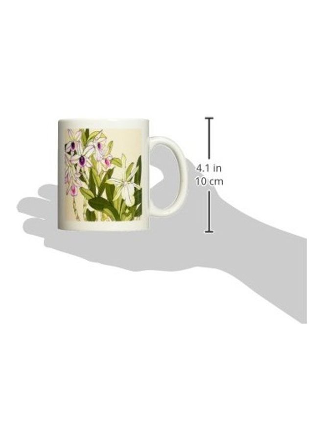 3Dروز مج من السيراميك بطبعة زهور الأوركيد متعدد الألوان - Image 2