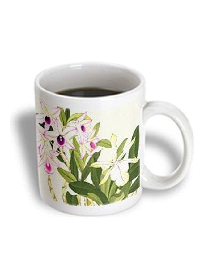 3Dروز مج من السيراميك بطبعة زهور الأوركيد متعدد الألوان - Image 3