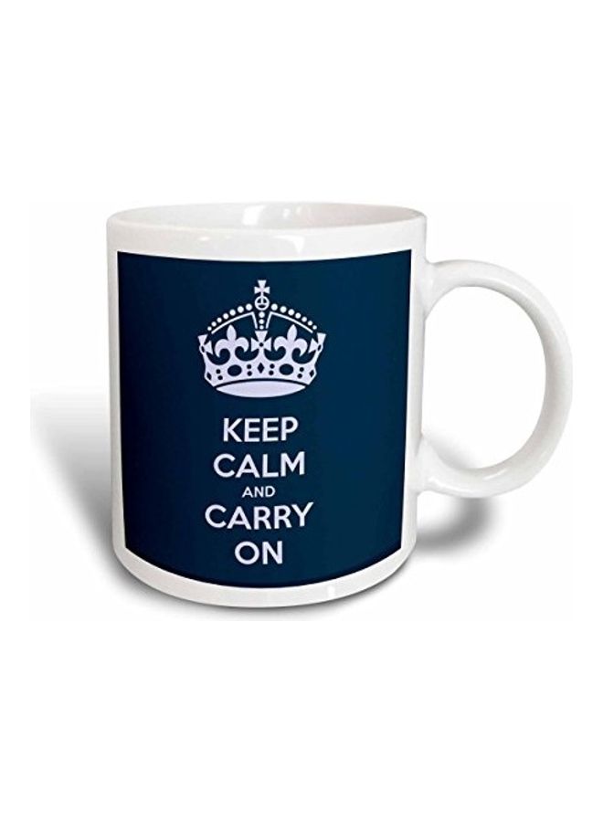 3DROSE Text Printed Ceramic Coffee Mug White/Blue