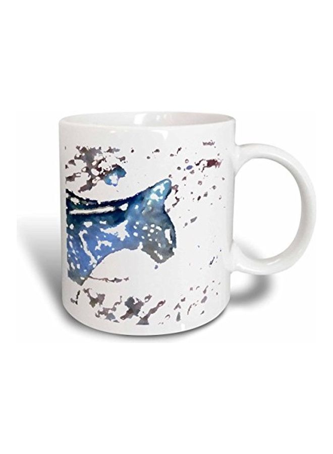 3Dروز مج من السيراميك بطبعة قطة بألوان مائية زرقاء متعدد الألوان