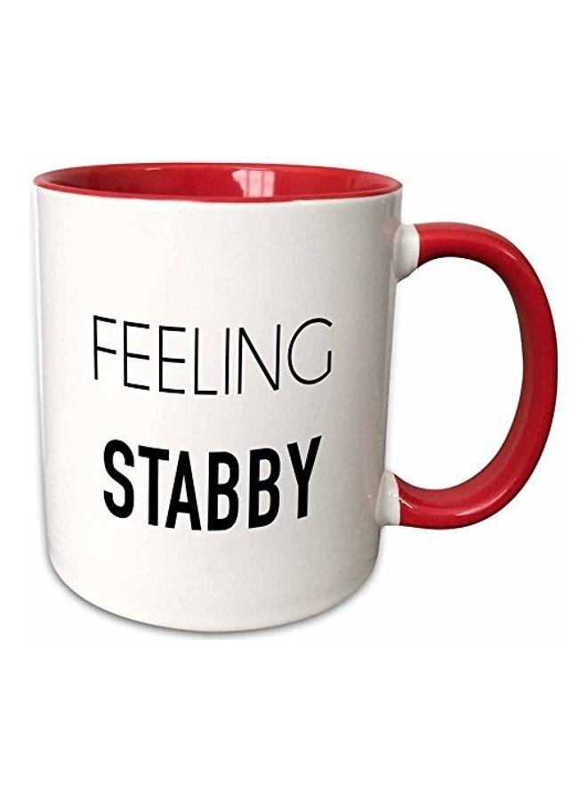 3Dروز مج بطبعة عبارة "Feeling Stabby" أحمر/ أبيض/ أسود