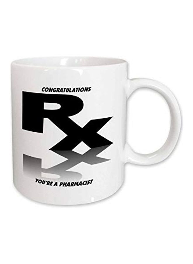 3Dروز "مج سيراميك مطبوع عليه عبارة "Congratulations New Pharmacist" أبيض/ أسود - Image 1