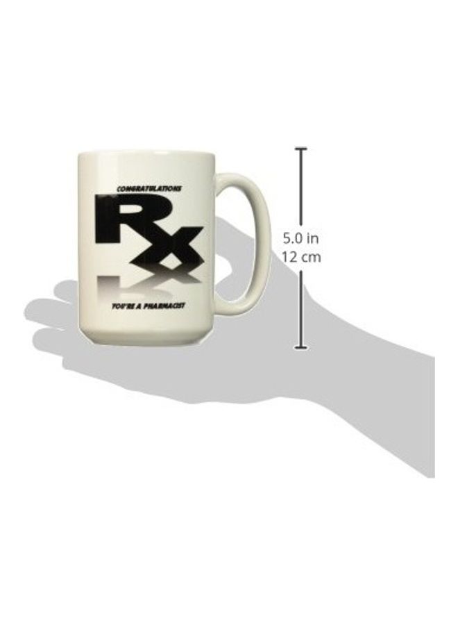 3Dروز "مج سيراميك مطبوع عليه عبارة "Congratulations New Pharmacist" أبيض/ أسود - Image 2