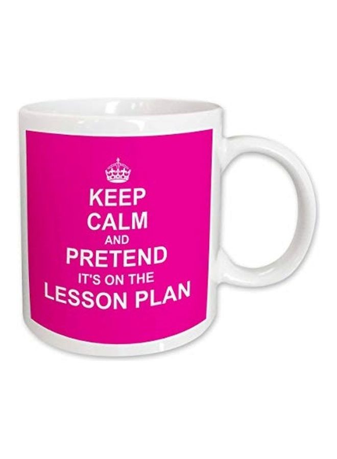 3Dروز مج من السيراميك بطبعة عبارة Keep Calm And Printed أبيض/ وردي - Image 1
