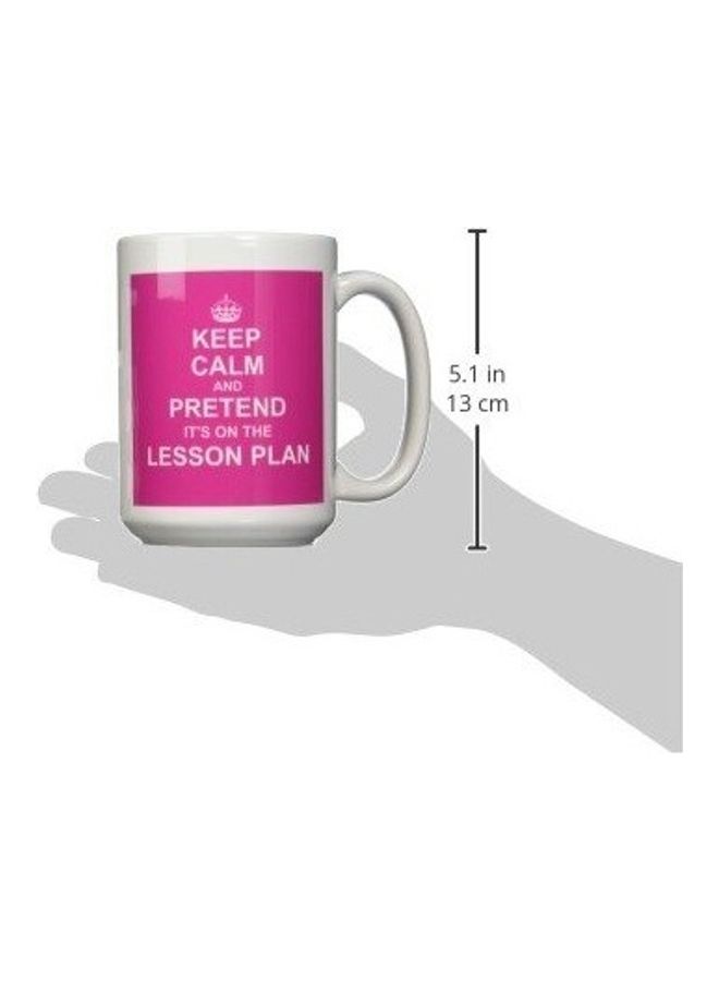 3Dروز مج من السيراميك بطبعة عبارة Keep Calm And Printed أبيض/ وردي - Image 2