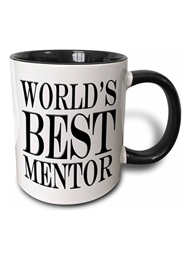 3Dروز "مج مطبوع عليه عبارة "World's Best Mentor" بلونين" أبيض/ أسود
