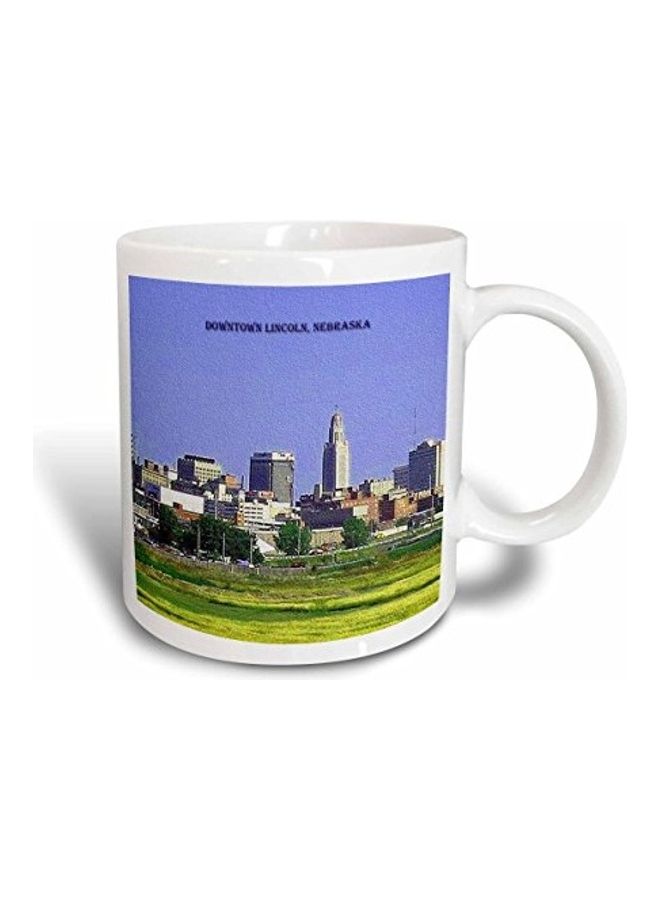 3Dروز مج من السيراميك بتصميم صورة لوسط مدينة لنكولن بولاية نبراسكا متعدد الألوان