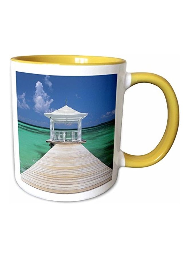 3Dروز مج مزين بطبعة جزر الباهاما أصفر/أبيض/أزرق