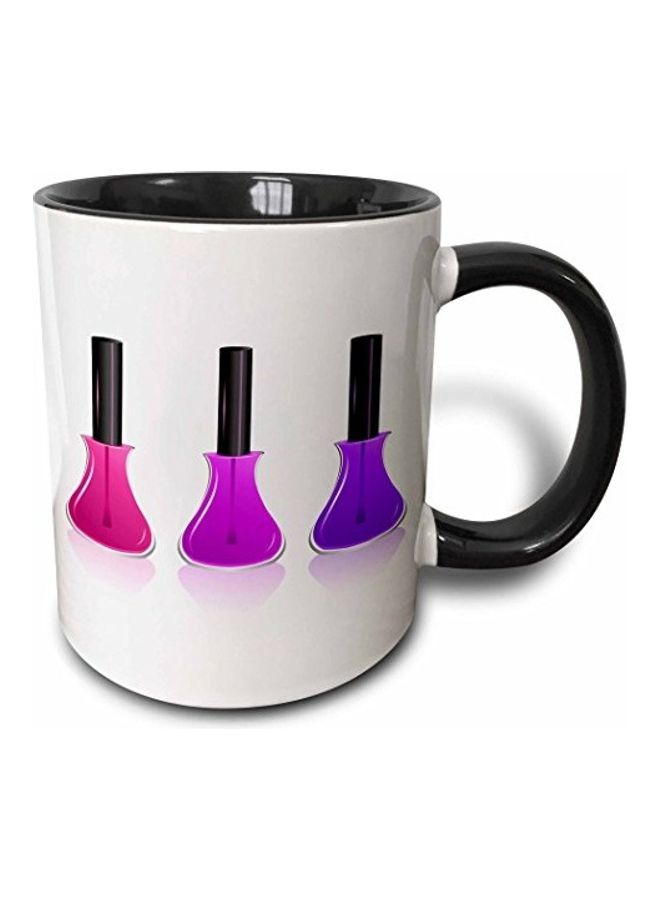 3DROSE Three Bottle of Nail Polish Ceramic Mug Black/White