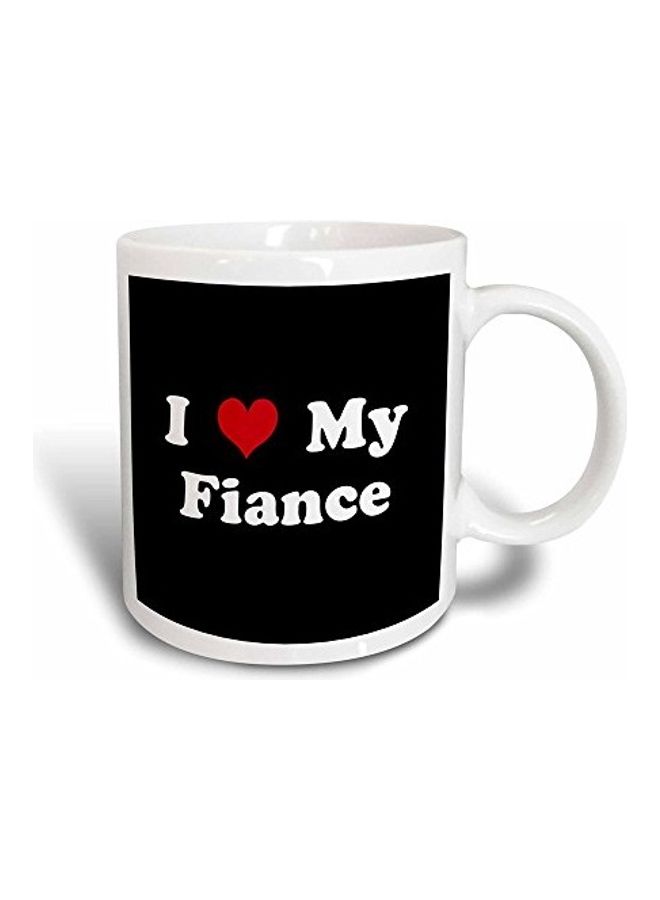 3Dروز - مج بطبعة عبارة "I Love My Fiance" أسود / أبيض / أحمر - Image 1