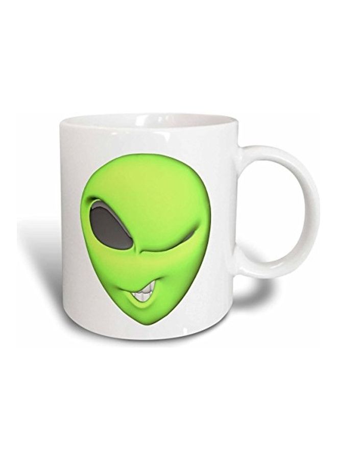 3DROSE 3D Style Winking Printed Coffee Mug White/Green