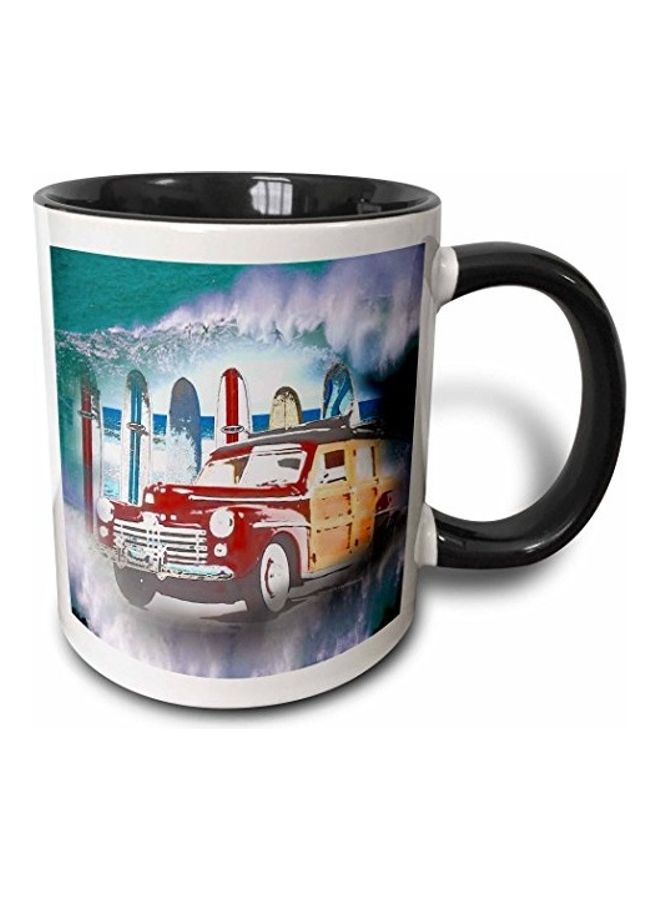 Classic Woody Car Printed Mug Black/White/Red