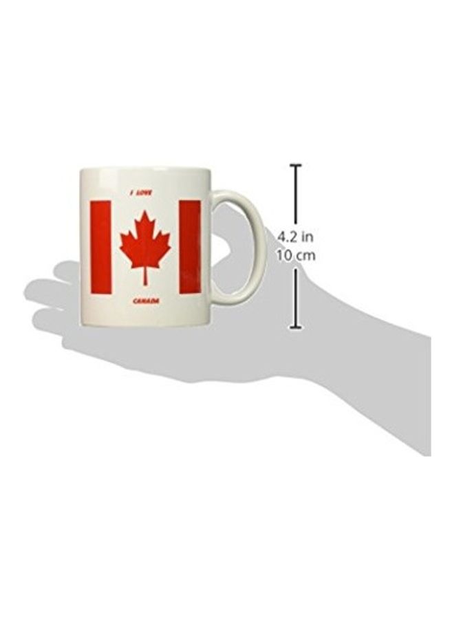 3Dروز كوب مج قهوة سيراميك مطبوع عليه عبارة "I Love Canada" أبيض/أحمر - Image 2