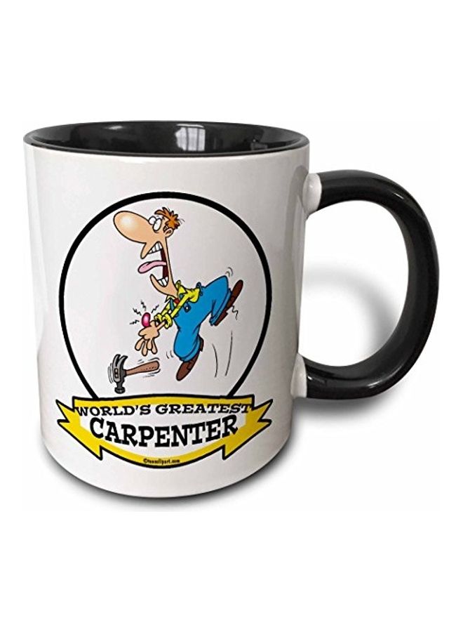 3DROSE Greatest Carpenter Printed Ceramic Mug White/Black/Yellow