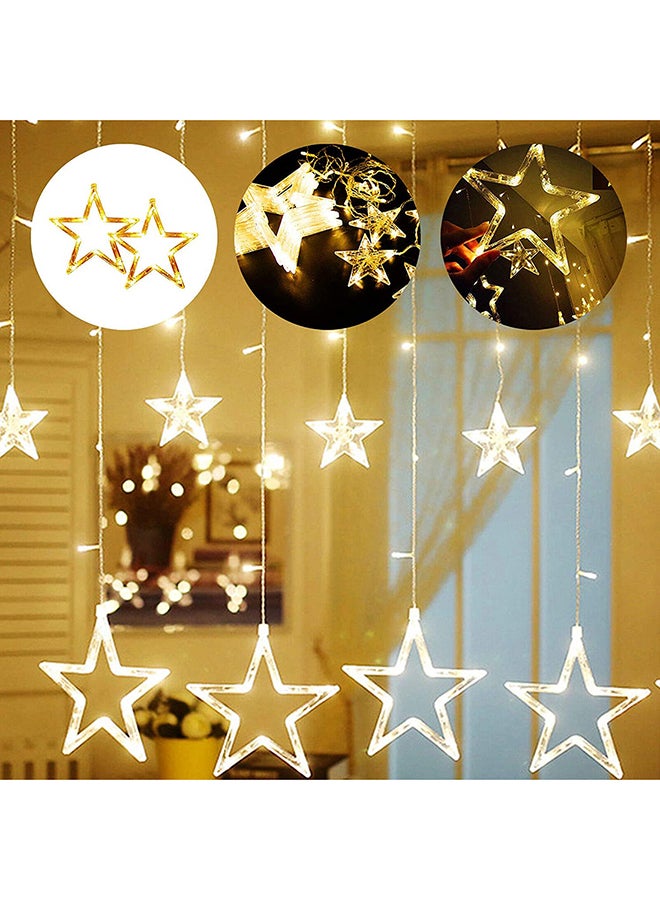 شريط إضاءة مكون من 12 مصباح LED على شكل نجوم أصفر 2متر - Image 1