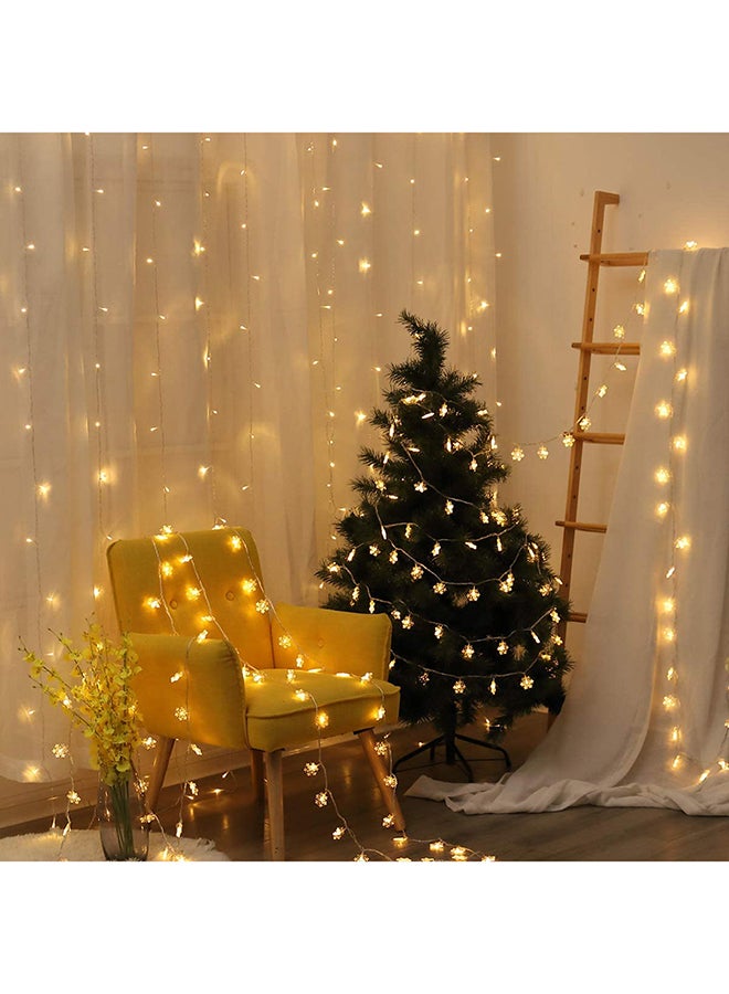 شريط إضاءة مكون من 100 مصباح LED على شكل ندفة ثلج ورجل ثلج . أصفر 10متر - Image 2