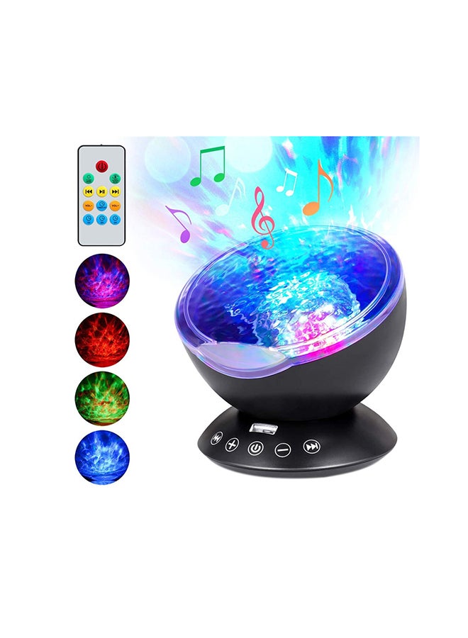 مصباح LED ليلي مع جهاز تحكم عن بعد وشاشة عرض بمنفذ USB أسود 12.5سم  - Image 1