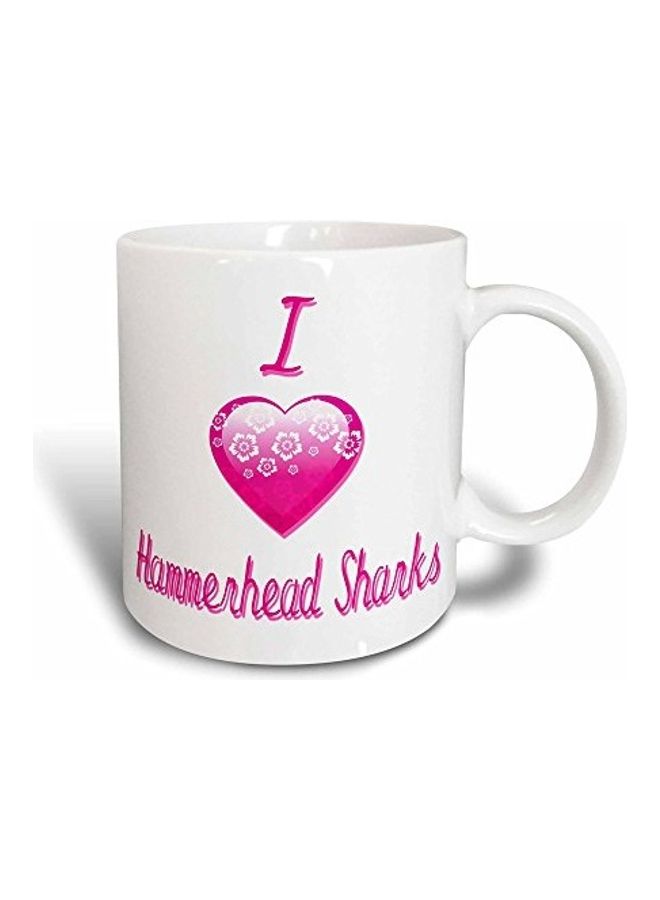 3Dروز مج من السيراميك بطبعة أبيض/ وردي - Image 1