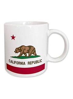 3DROSE Flag Of California Republic USA Printed Ceramic Mug White/Red/Green 