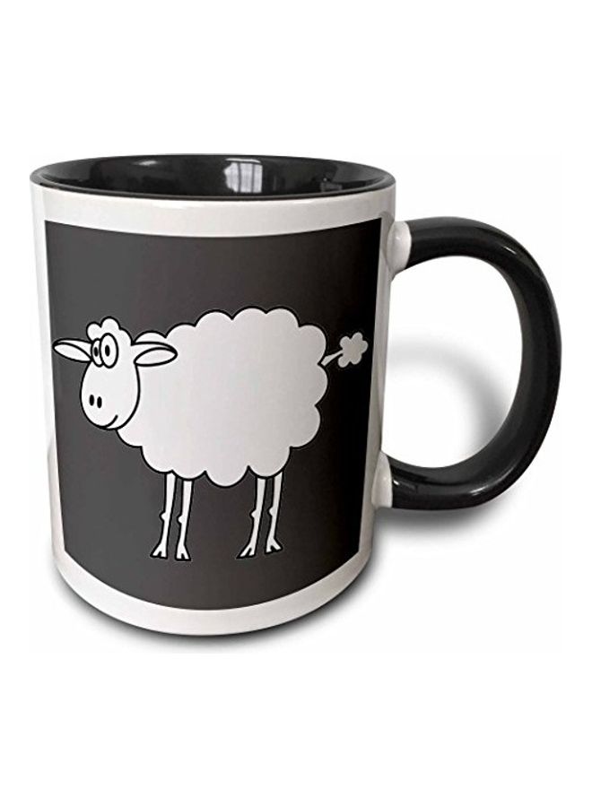 3Dروز مج من السيراميك بطبعة أبيض/ أسود