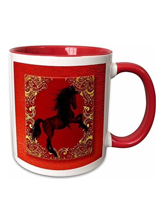 3DROSE Zodiac Horse Printed Mug Red/White/Black