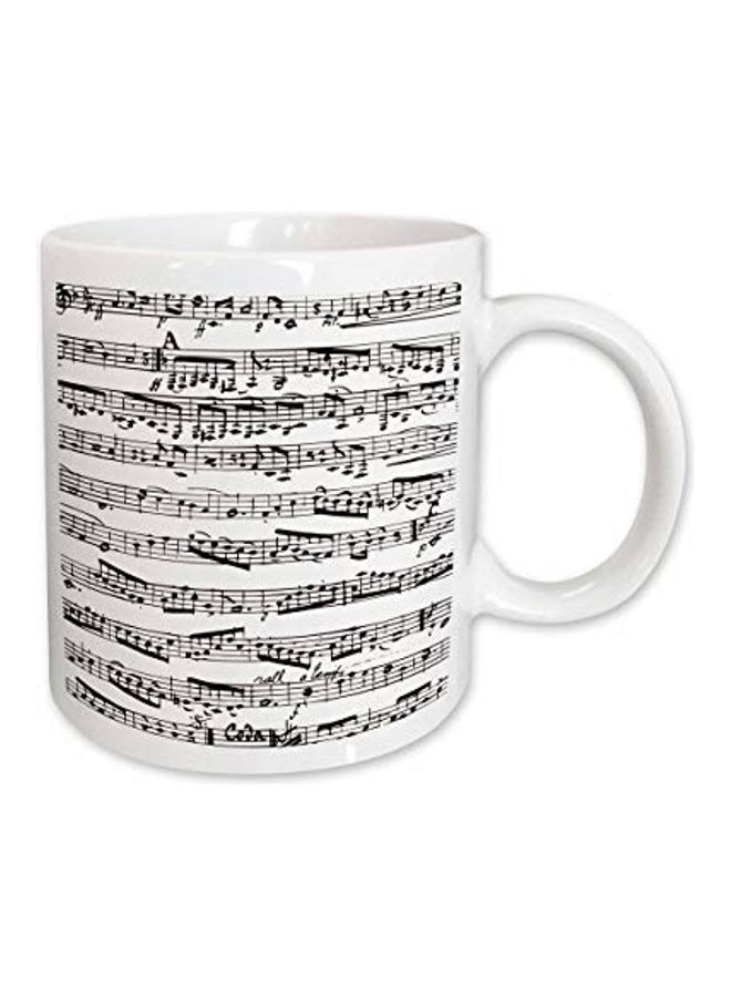 3Dروز Musical Notes Printed Mug White/Black - Image 1