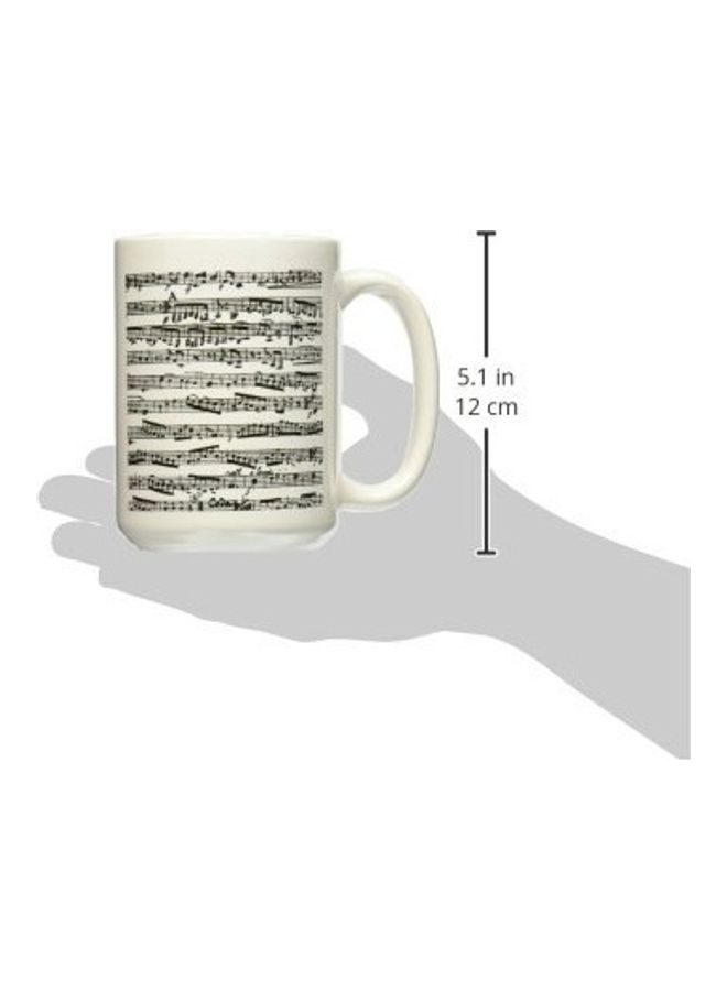 3Dروز Musical Notes Printed Mug White/Black - Image 2