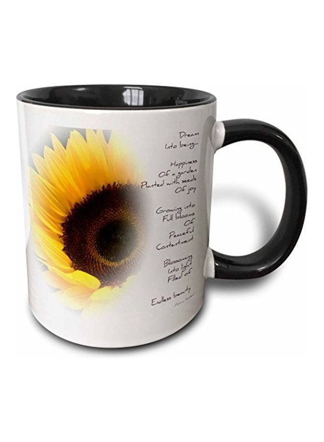 3DROSE 3dRose mug_36148_4"Sunflower Dream Poem- Inspirational Poetry- Flowers" Two Tone Black Mug, 11 oz, Multicolor Multicolor 11 oz 