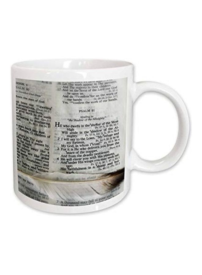 3Dروز مج من السيراميك مزين بطبعة ريشة كبيرة متعدد الألوان