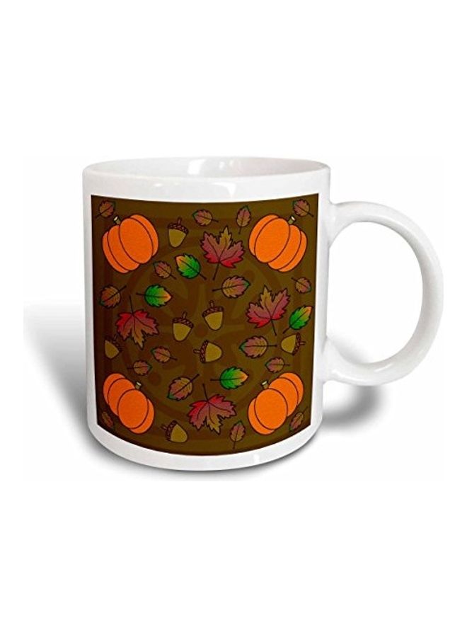 3DROSE Pumpkins Printed Mug White/Brown/Orange