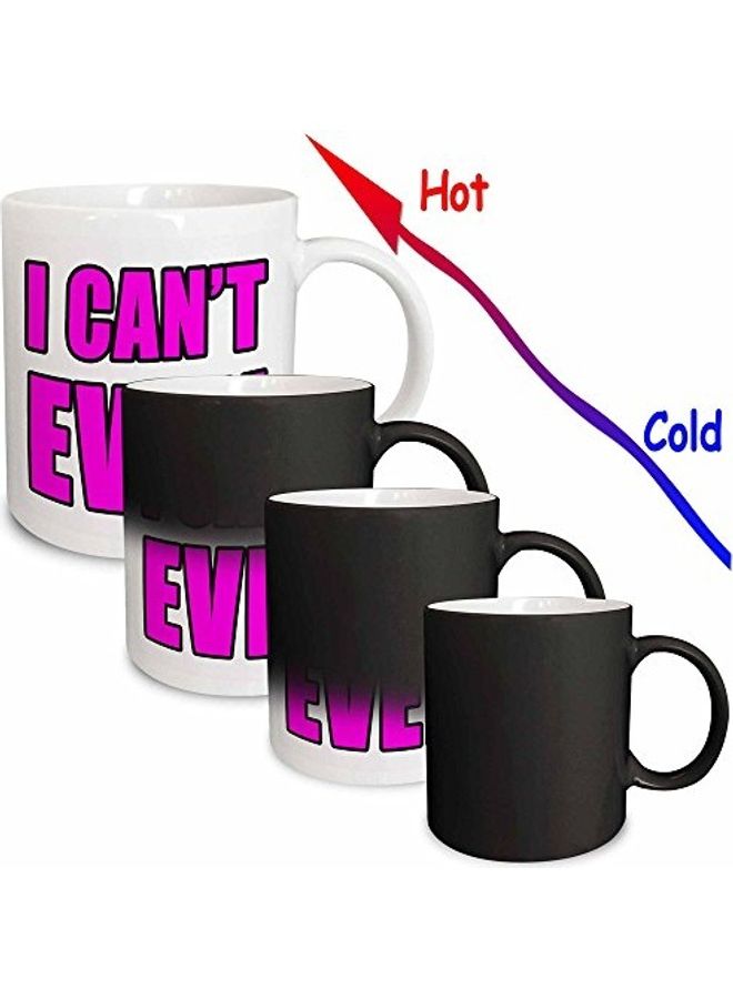 3Dروز مج مطبوع عليه عبارة "I Can't Even" أبيض/ وردي - Image 2