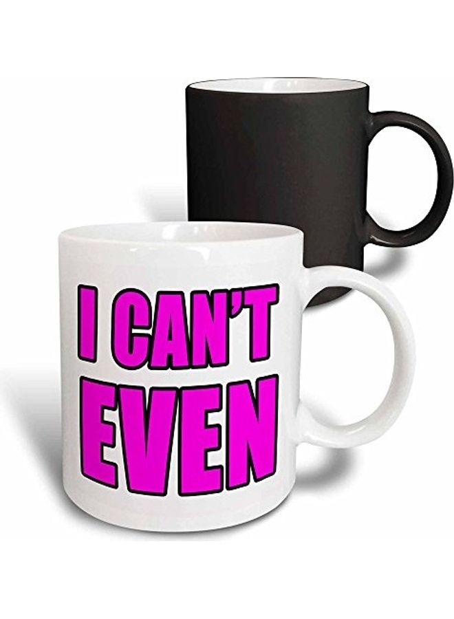 3Dروز مج مطبوع عليه عبارة "I Can't Even" أبيض/ وردي - Image 1