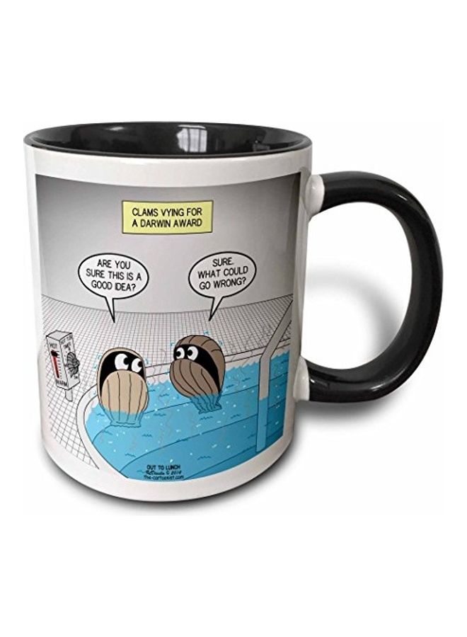 3Dروز مج من السيراميك بطبعة رسومات كرتونية أسود/رمادي/أزرق