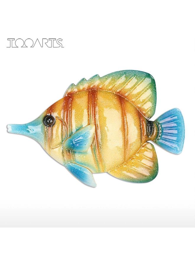 TOOARTS Tropical Fish Wall Hanging Ornament Brown/Beige/Blue  - Image 2
