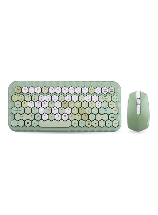 Generic - Cordless Mechanical Keyboard With Mouse Green/White - Image 1