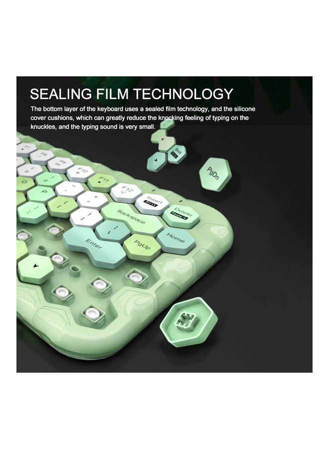 Generic - Cordless Mechanical Keyboard With Mouse Green/White - Image 1