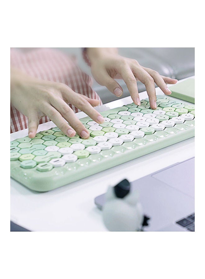Generic - Cordless Mechanical Keyboard With Mouse Green/White - Image 1