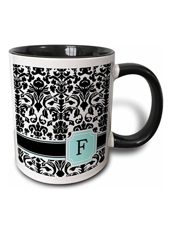 3DROSE Letter F Two Tone Mug White/Black/Blue