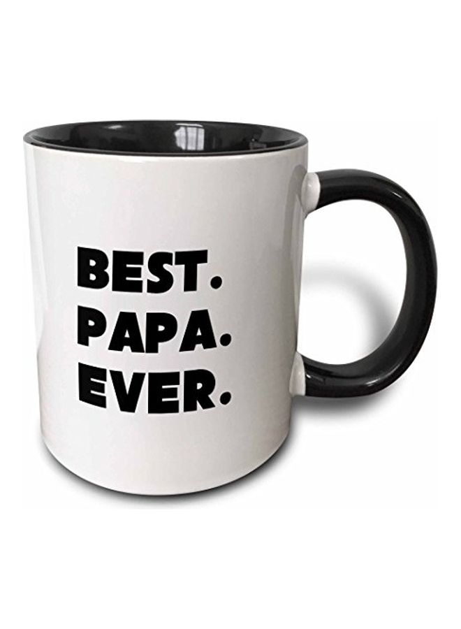 3DROSE Best Papa Ever Text Printed Two Toned Coffee Mug White/Black