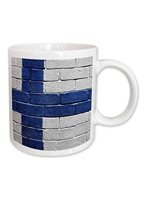 National Flag Finland Painted Ceramic Mug White/Grey/Blue