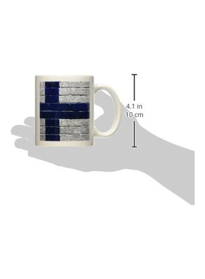 National Flag Finland Painted Ceramic Mug White/Grey/Blue