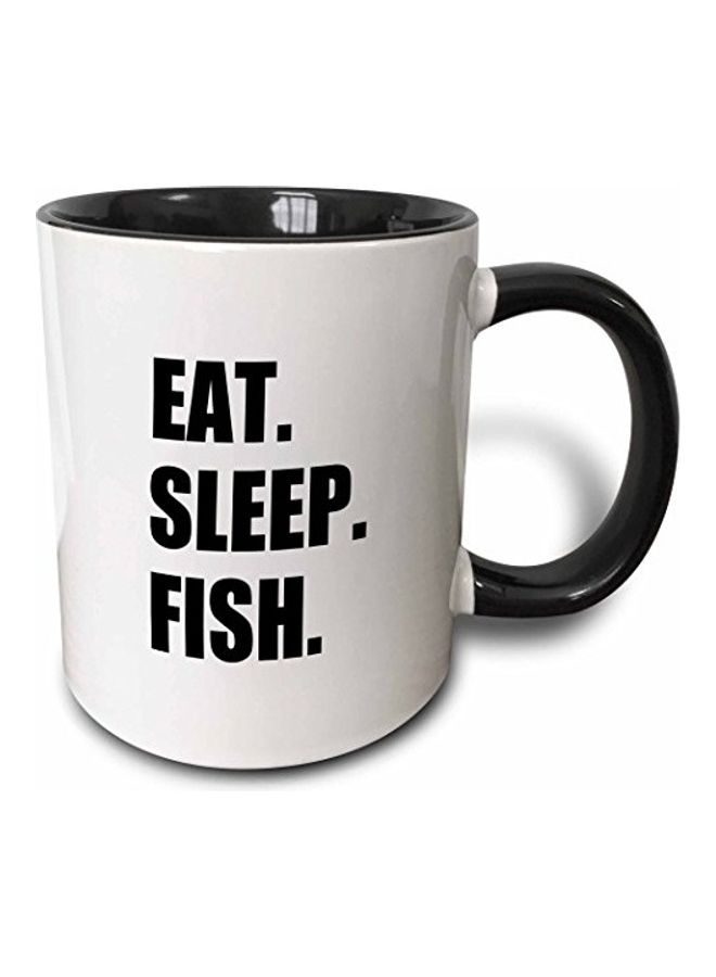 3DROSE Eat Sleep Fun Text Two Tone Mug Black and White 