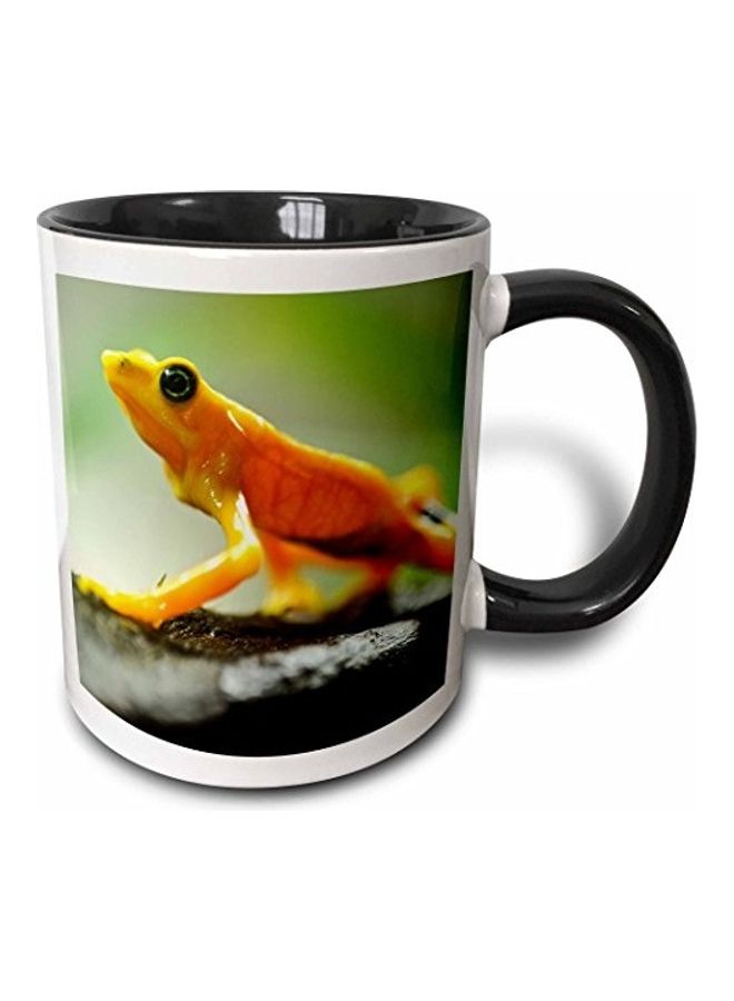 3DROSE Tree Frog Walking Printed Mug Black/White/Orange