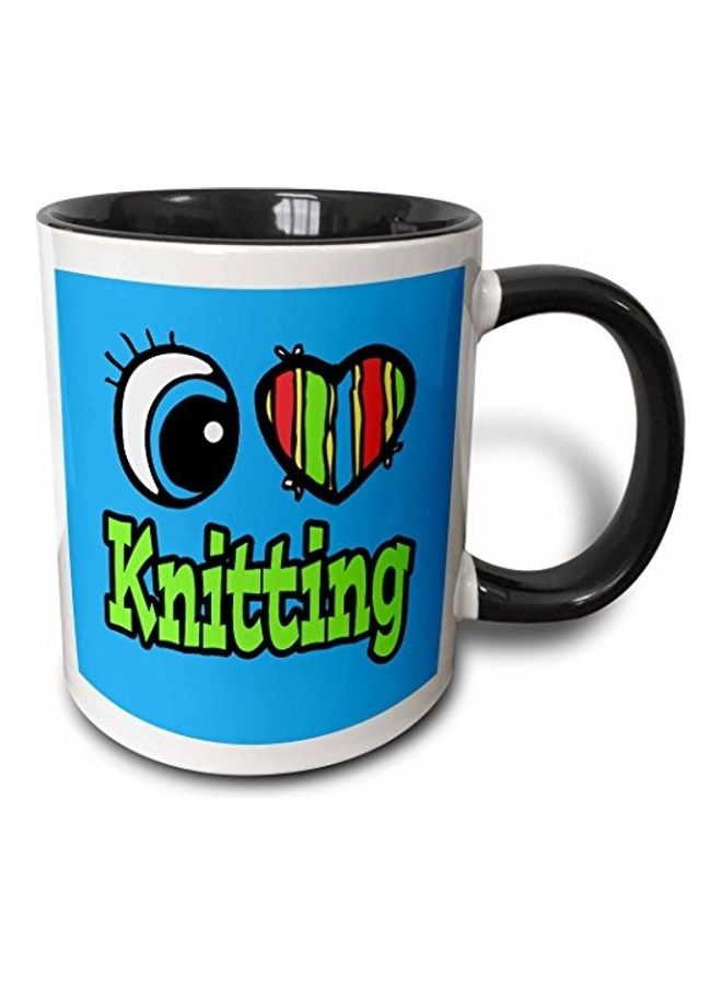 3Dروز مج بلونين مطبوع عليه عبارة "Bright Eye Heart I Love" متعدد الألوان