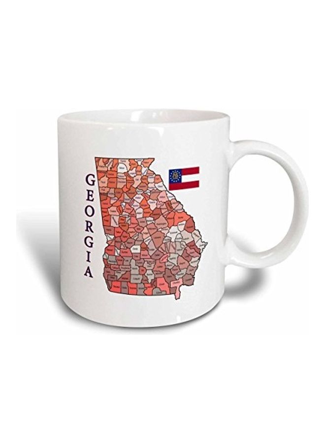 كوب قهوة مطبوع عليه خريطة وعلم جورجيا أبيض/وردي/رمادي