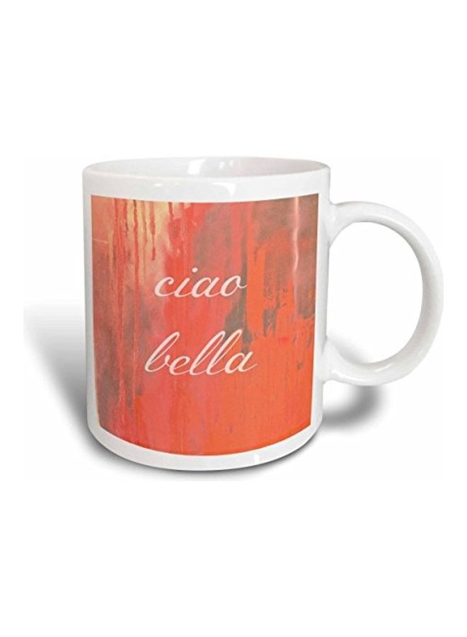 3Dروز مج مطبوع عليه عبارة "Ciao Bella" أبيض/أحمر