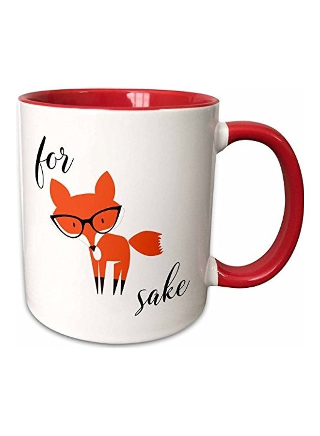 3DROSE For Fox Sake Printed Mug Red/White/Black